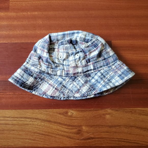 Baby Gap Blue/Gray Plaid Beach Hat 12-18 Months - Picture 2 of 14